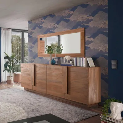 Produktbild von Design-Holz-Sideboard Buffet für Wohnzimmer 241cm, 4 Türen, Jupiter MR L2