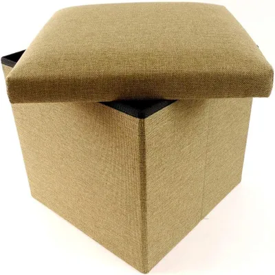 Image de Pouf pliable avec rangement, pouf de rangement (40 x 40 x 36 cm, vert)