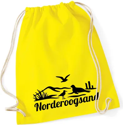 Produktbild von Huuraa Turnbeutel Norderoogsand Strandmotiv 12 Liter Yellow Baumwolle Rucksack Geschenkidee