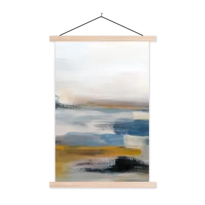 Produktbild von MuchoWow® Textilposter Ölgemälde - Abstrakt 120x180 cm mit holzfarbenen Rahmen - Textil-Plakat
