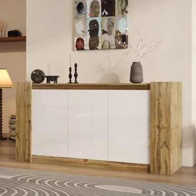 Produktbild von UnboxG Kommode Sideboard, Schubladenkommode Wohnzimmerschrank mit verstellbare Regale, Highboard Anrichte, 150x40x70,5 cm