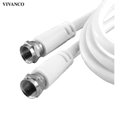 Produktbild von VIVanco™Hochwertiges Receiver Anschlusskabel, F Stecker auf F Stecker, doppelt geschirmt, für SAT-Receiver, Weiß, 1,5 m
