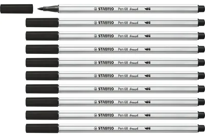 Image de Feutre haut de gamme STABILO à pointe pinceau pour des épaisseurs de trait variables - Pen 68 brush -…
