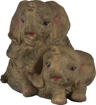 Produktbild von Elefant 2 Elefanten Baby Kinder Deko Garten Figur Skulptur Afrika Paar Objekt