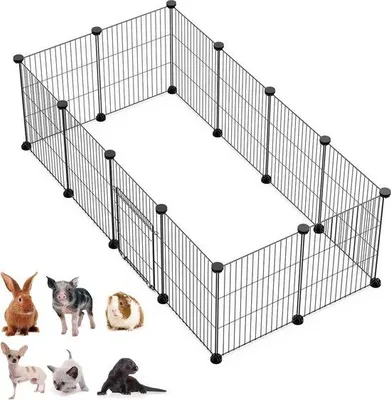 Zdjęcie produktu dla Klatka dla małych zwierząt, przenośne ogrodzenie z drutu z drzwiczkami - 30 x 38 cm, zestaw 12 sztuk