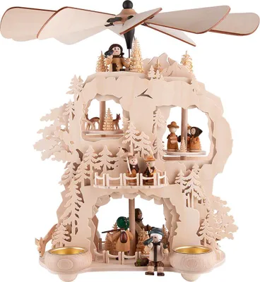 Produktbild von 3-stöckige Zahnradpyramide Waldleute (35cm) von RATAGS Holzdesign