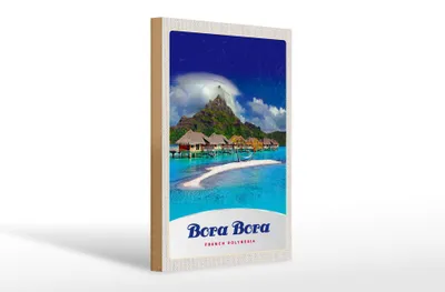 Produktbild von Holzschild Reise 20x30cm Bora Bora Insel Urlaub Sonne Strand