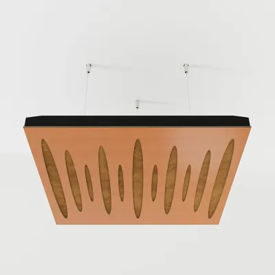 Productafbeelding van Set van 4 akoestische plafondpanelen PULSAR, 50x50x5 cm, kersenhout/goud
