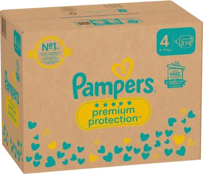 Obrázok produktu pre Pampers® 8006540705612 Mesačný box plienok Pampers® premium protection™ veľkosť 4 (9-14 kg) pre dojčatá a batoľatá (4-18 mesiacov), 174 ks.