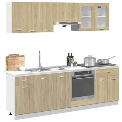 Produktbild von "2026 Aktion"Sideboard Küche Moderne - CLORIS - Buffetschrank - 8-tlg. Küchenschrank-Set Lyon Sonoma-Eiche Holzwerkstoff - NeuMöbel3669260