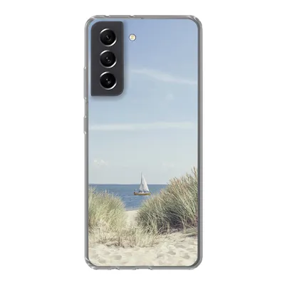 Produktbild von MuchoWow® Handyhülle Schutzhülle Hülle für Samsung Galaxy S21 FE Nordsee - Dünen - Boot Silikon Softcase Handy Hülle - Mobiltelefonhülle