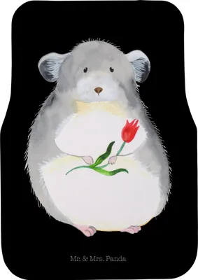 Produktbild von Mr. & Mrs. Panda Auto Fußmatte Chinchilla Blume - Schwarz - Geschenk, Büro, Automatte, Teppich, Liebeskummer, Chinchillas, Kummer, Tiere, Fürs, Auto-Fußmatte, Chaos