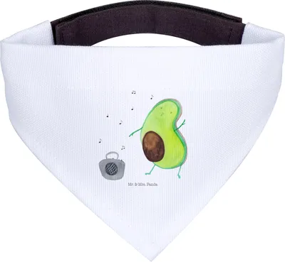 Produktbild von Mr. & Mrs. Panda Halstuch Hund Avocado Tanzen - Weiß - Geschenk, Fröhlich, Hundehalstuch, Musik, Hunde, Tuch, Singen, Für, Party