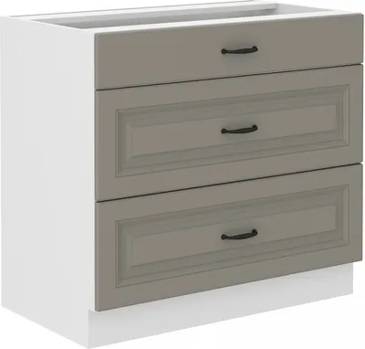 Image de Armoire à tiroirs inférieure SOPHIA – largeur 80 cm, gris clair / blanc