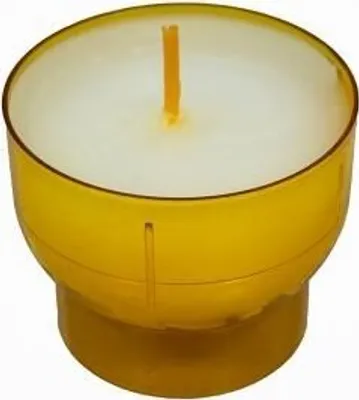 Produktbild von Opferlichte 7 Stunden Weiß mit Bernstein-Mehrweg-Kunststoff-Hülle 40 x Ø 47 mm, 300 Stück
