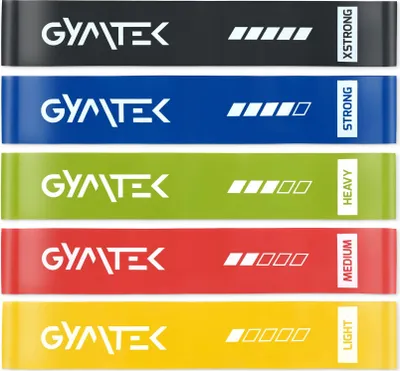 Obrázok produktu pre Gymtek® Theraband Set - 5 kusov, 0,5-30 kg - fitness gumy, posilňovacie gumy, gymnastické gumy - joga, pilates, silový tréning, fitness