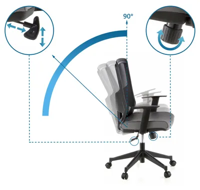 Produktbild von hjh OFFICE Profi Bürostuhl LAVITA Ergonomischer Schreibtischstuhl mit Armlehnen (höhenverstellbar) Stoff / Netzstoff Schwarz/Grau Drehstuhl für Büro, Zuhause