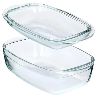 Image de Plat à gratin - 3 + 1,5 litres - Résistant à la chaleur - Couvercle en verre