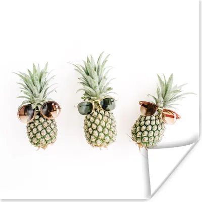 Produktbild von MuchoWow® Poster Ananas - Sonnenbrille - Gelb 75x75 cm - Wand Dekoration