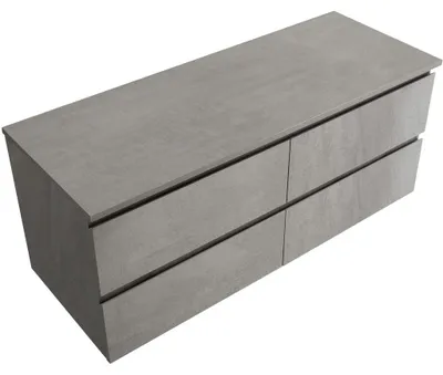 Productafbeelding van CERANO - Badkamerkast Carole + wastafelblad Navira Slim - 18 mm - betonkleurig grijs - 140x49,8x46 cm