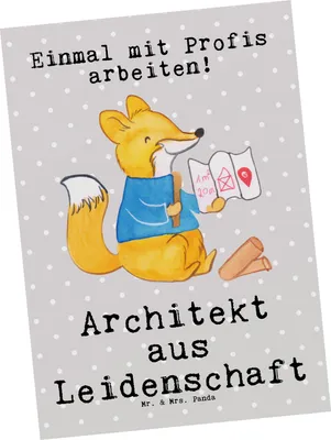 Produktbild von Mr. & Mrs. Panda Postkarte Architekt Leidenschaft - Grau Pastell - Geschenk, Ansichtskarten, Grußkarte, bildkarte, Fotokarte, Architekturbüro, Beruf, Postkarten, Spruch