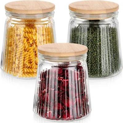 Produktbild von Vilde | Lebensmittelbehälter - 3 Stück - Behälter zur Aufbewahrung von Schüttgütern - mit Deckel und Dichtung - aus Glas - 700 ml