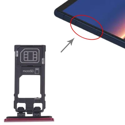 Obrázok produktu pre Držiak kariet SIM + Micro SD pre Sony Xperia 5, červený, náhradný