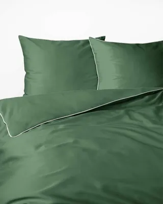 Zdjęcie produktu dla Detexpol Pościel satynowa 220x200 zielona z lamówką Mako Satin 62