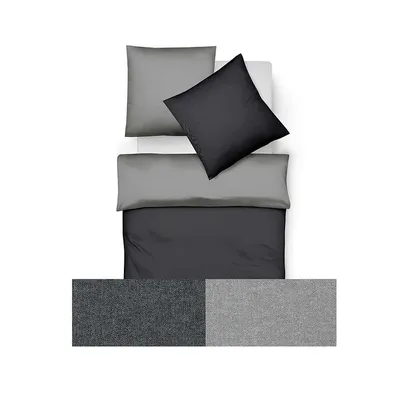 Produktbild von Fleuresse Edelflanell Bettwäsche Lech W Telida 155x220 cm + 80x80 cm anthrazit-granit