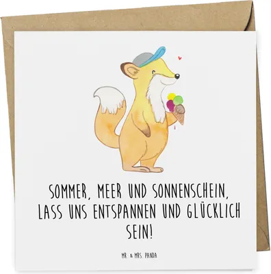 Produktbild von Mr. & Mrs. Panda Grußkarte Sommer Meer Strand - Weiß - Geschenk, Frühling, Sommerferien, faltkarte, anlasskarte, Urlaub Am, Strandurlaub, Glückwunschkarte, doppelkarte