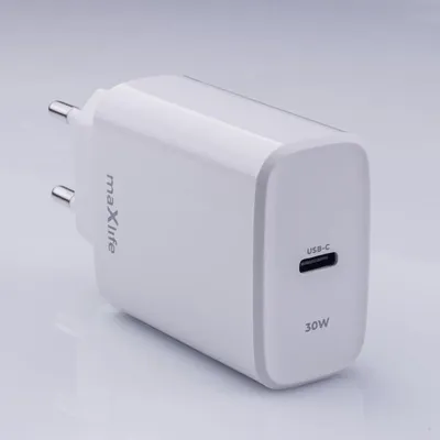 Produktbild von Maxlife, USB-C-Wandladegerät 30W PD QC ultraschnell, Weiß