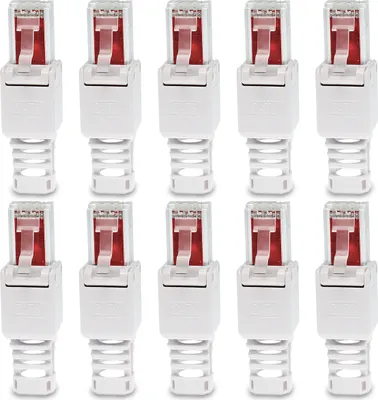 Produktbild von Netzwerkstecker Cat 6 RJ45 Stecker 10x Steckverbinder werkzeuglos Zugentlastung