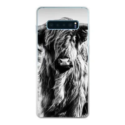 Produktbild von MuchoWow® Handyhülle Schutzhülle Hülle für Samsung Galaxy S10 Plus Schottischer Highlander - Natur - Kuh - Schwarz - Weiß Silikon Softcase Handy Hülle - Schutzhülle