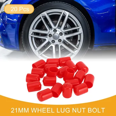 Image de 20Pcs Boulon D'Écrou De Roue En Forme Cylindrique Cache-Écrou De Pneu De Jante En Pvc Rouge 21Mm