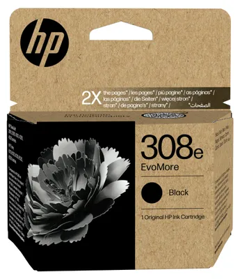 Productafbeelding van HP Zwarte originele inktcartridge 308e EvoMore, Standaard opbrengst, Zwart, Pigmentinkt, 1 stuk, 320 pagina's, Verpakt per stuk