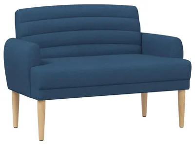 Image de Canapé deux places, revêtement en tissu bleu, avec boutons, dimensions : 116 x 67 x 80 cm