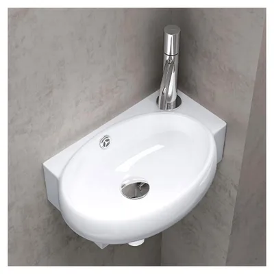 Produktbild von Gäste-WC Aufsatzwaschbecken aus Keramik 42x28x15cm in Weiß
