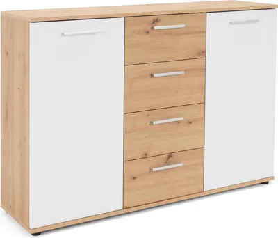 Produktbild von Sideboard >Jacklin< in Artisan Eiche Weiß - 120x85x35cm (BxHxT)