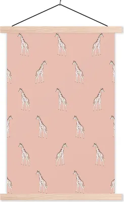 Produktbild von MuchoWow® Textilposter Giraffe - Pastell - Muster 120x180 cm mit holzfarbenen Rahmen - Textil-Plakat