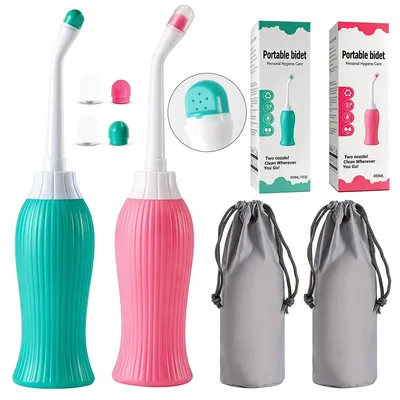 Produktbild von 2er Set Peri Bottle 450 ml Intimwaschflasche, tragbar mit gebogener Düse, für Frauen Baby Senioren, Reise & Zuhause, BPA-frei, sanfte Reinigung