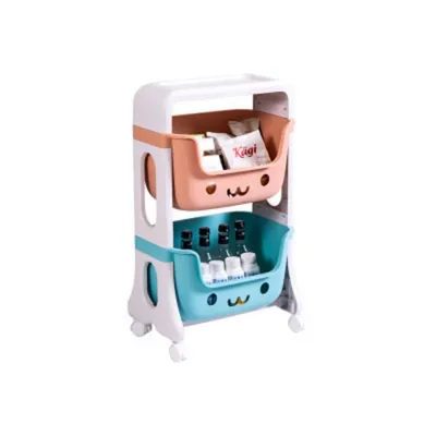 Produktbild von 360Home Regal Kinderregal schön Körbe Aufbewahrung beweglich Spielzeugkiste Kinderzimmer 66.5x39,5x25,5cm