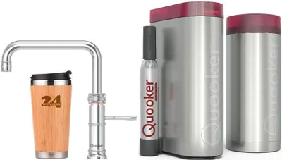 Immagine prodotto di "QUOOKER CLASSIC FUSION SQUARE bocca fissa cromo COMBI B con CUBE2 (22CFSCHRCUBE) Rubinetto per acqua bollente a 100°C con sistema di acqua potabile *Inclusa tazza termica