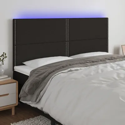 Produktbild von The Living Store LED Kopfteil Schwarz 200x5x118/128 cm Stoff