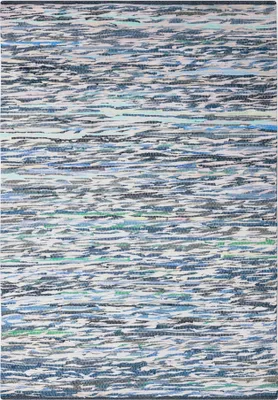 Produktbild von MY-RUG Fleckerlteppich,Rajesh, 200x140, Chindi-Teppich blau grau, aus recycelten Baumwollresten, Fleckerl, handgewebt, wendbar, rechteckig