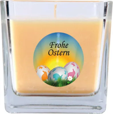 Obrázek produktu pro Vonná svíčka jako velikonoční dárek (vůně vanilky), design: velikonoční vajíčka - svíčka jako velikonoční dekorace - 190 g. Vosk s dobou hoření cca 50 hodin