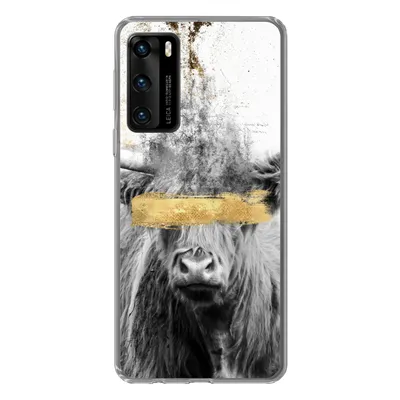 Produktbild von MuchoWow® Handyhülle Schutzhülle Hülle für Huawei P40 Schottischer Highlander - Gold - Abstrakt Silikon Softcase Handy Hülle - Handytasche