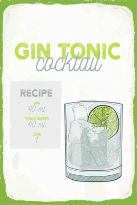 Produktbild von vianmo Holzschild 30x20 cm Gin Tonic Cocktail Recipe