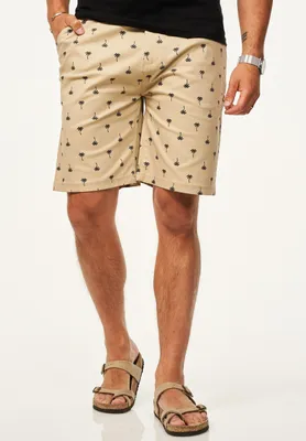 Produktbild von SOULSTAR Herren Chinoshorts für Herren mit Palmenmuster & Gürtel im Regular-Fit Kurze Hose Sommer-Shorts Bermuda mit Stretchanteil