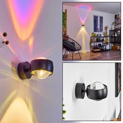 Produktbild von Osacca »Osacca« moderner Wandstrahler aus Metall/Glas in Schwarz/Klar