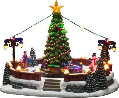 Produktbild von Konstsmide Weihnachtsdekoration, LED Szenerie "Dorfplatz" mit Musik, 23 bunte Dioden, wählbare Energiefunktion- batteriebetrieb oder USB, Innen